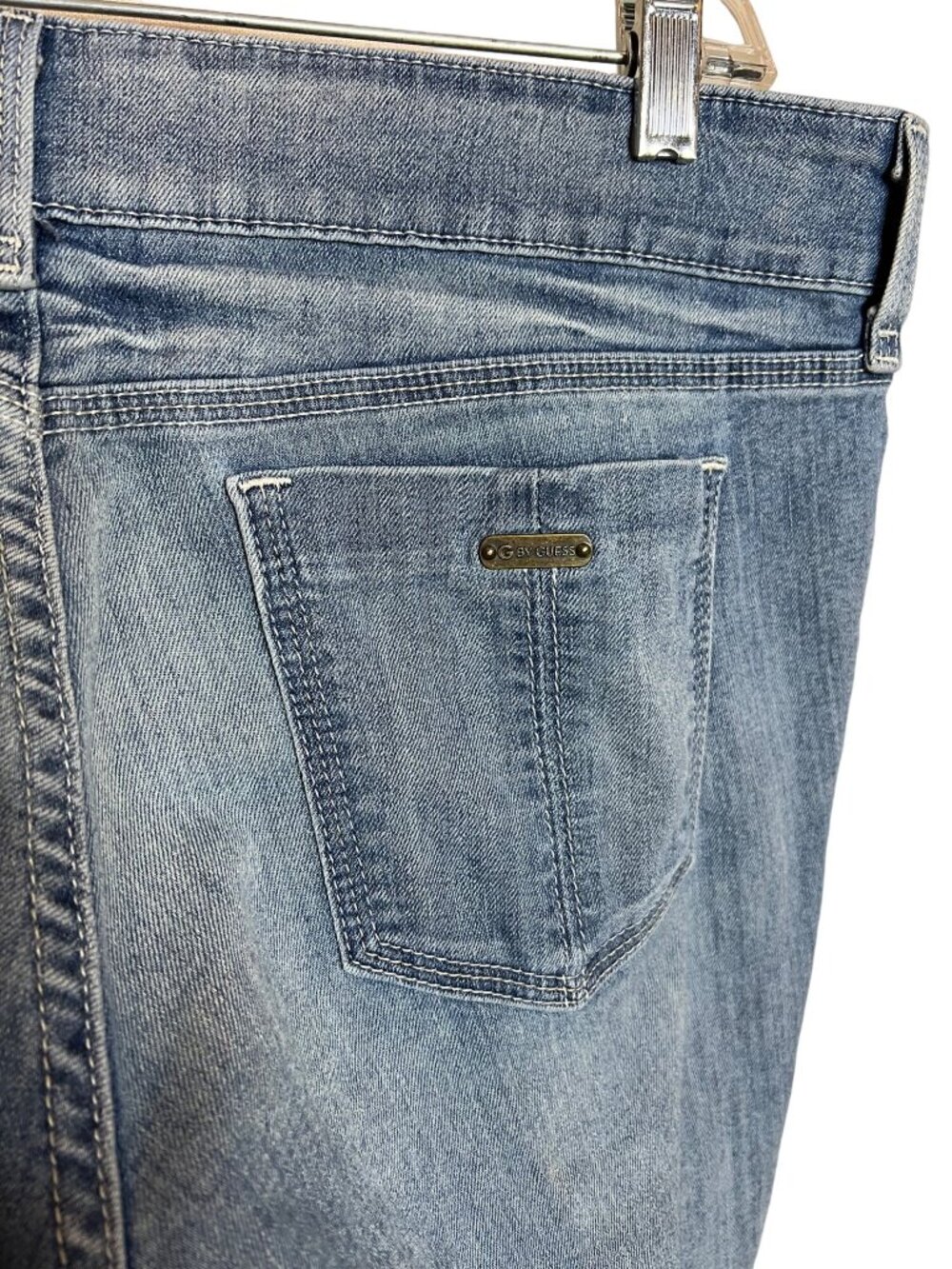 G by guess mid rise jeans size 31 stretch medium wash cuffed Y2K - Picture 6 of 14